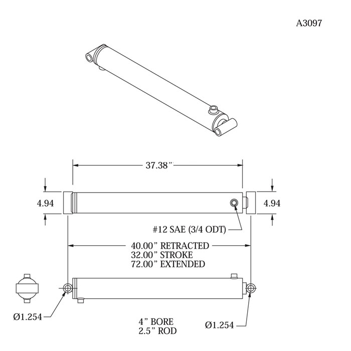 Bypass Hydraulic Cylinder for Refused Truck